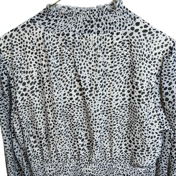 Almost Famous Tiered Sheer Ruffle Leopard Print Long Sleeve Dress Women 8 - Picture 6 of 11